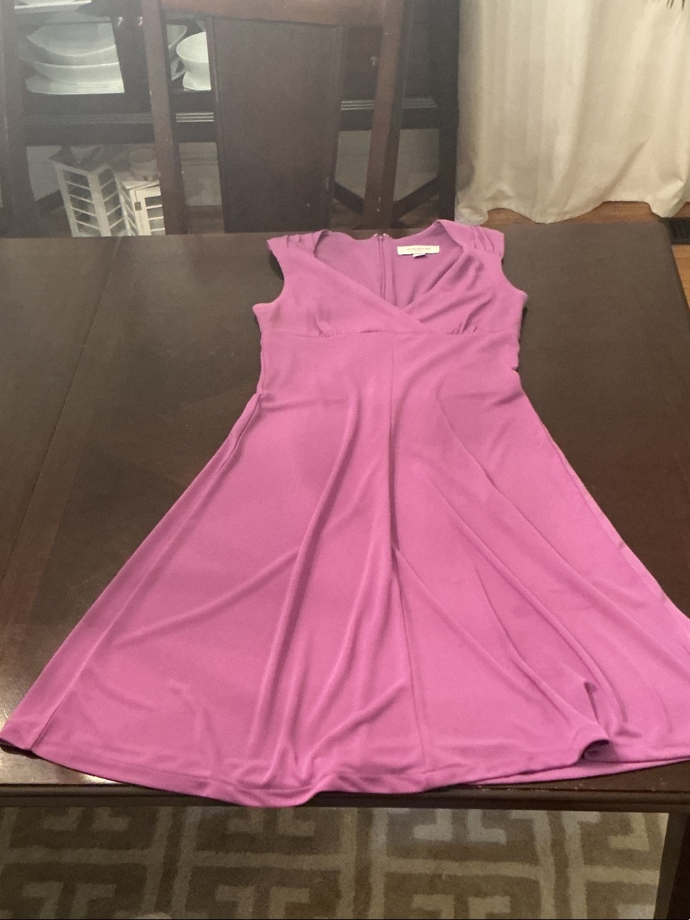 Isaac Mizrahi Sleeveless V-Neck Fit & Flare Dress in Bright Magenta